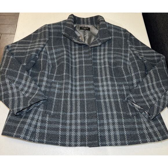 Talbots Wool Polyester Blue Plaid Jacket Coat Blazer Plus Size 18W Lined 18 - Picture 8 of 9